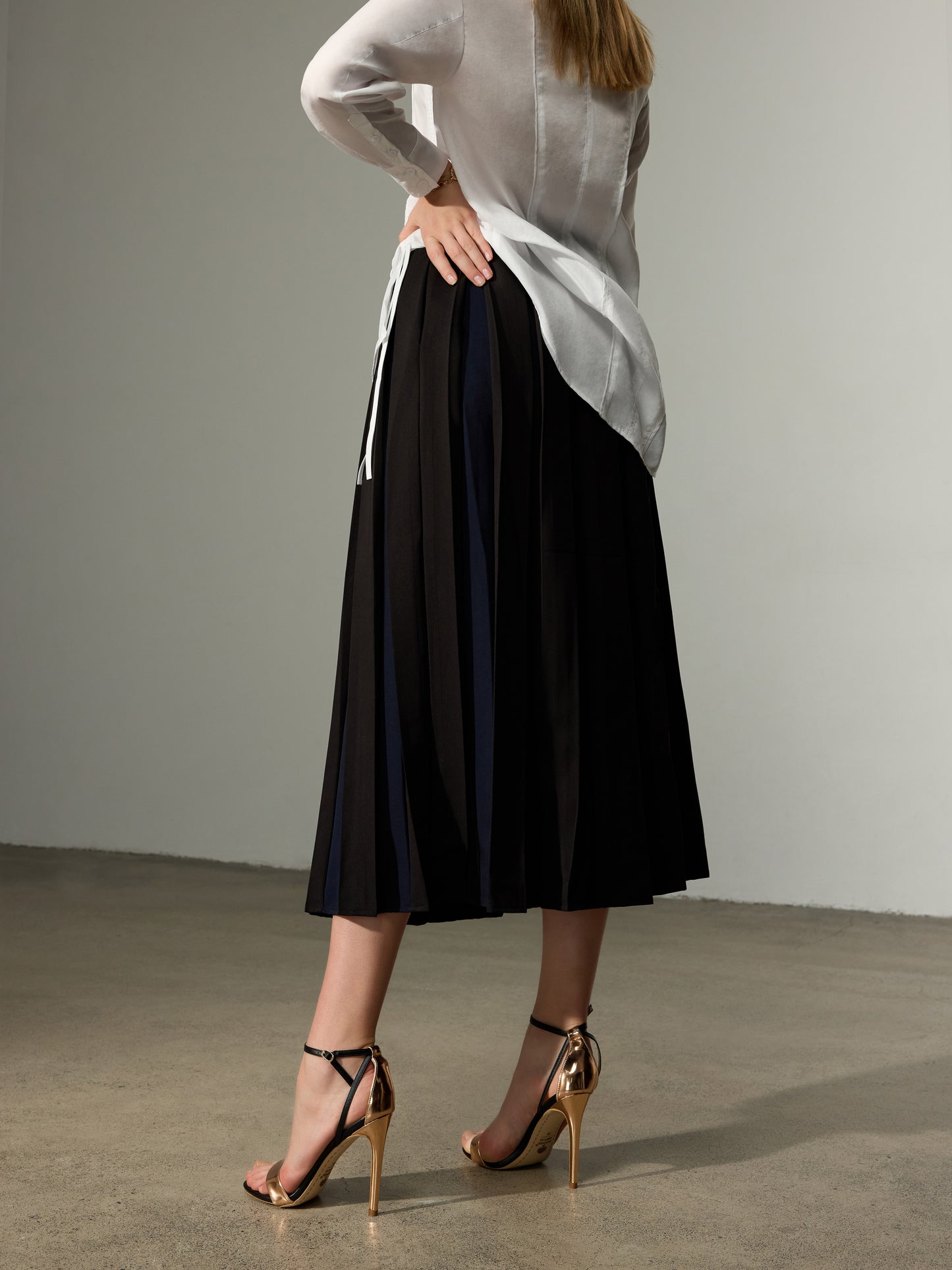 Color Blocked Pleat Skirt(Pre-Sale)