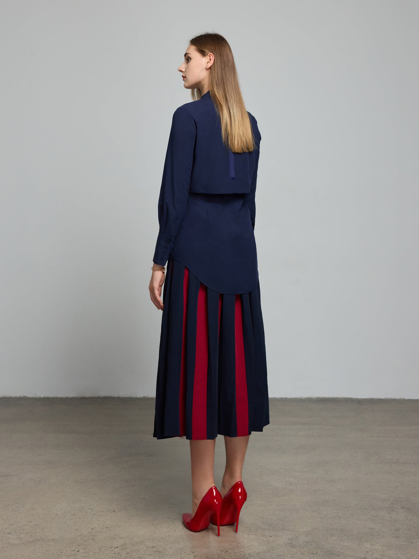 Color Blocked Pleat Skirt(Pre-Sale)