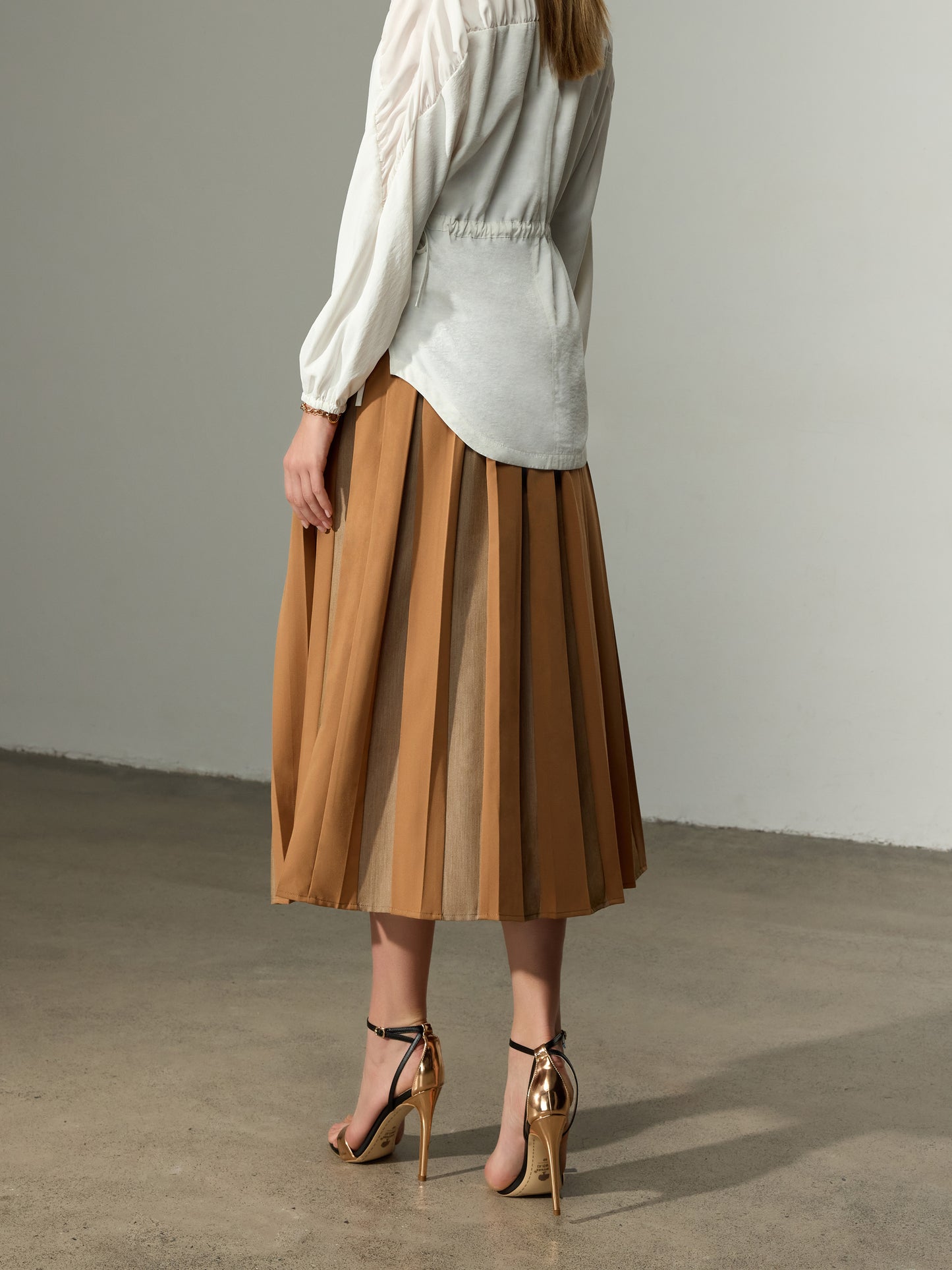 Color Blocked Pleat Skirt(Pre-Sale)