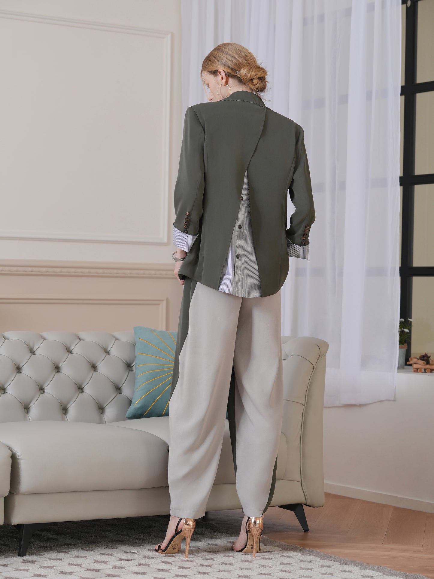 Diagonal Mixing Blazer