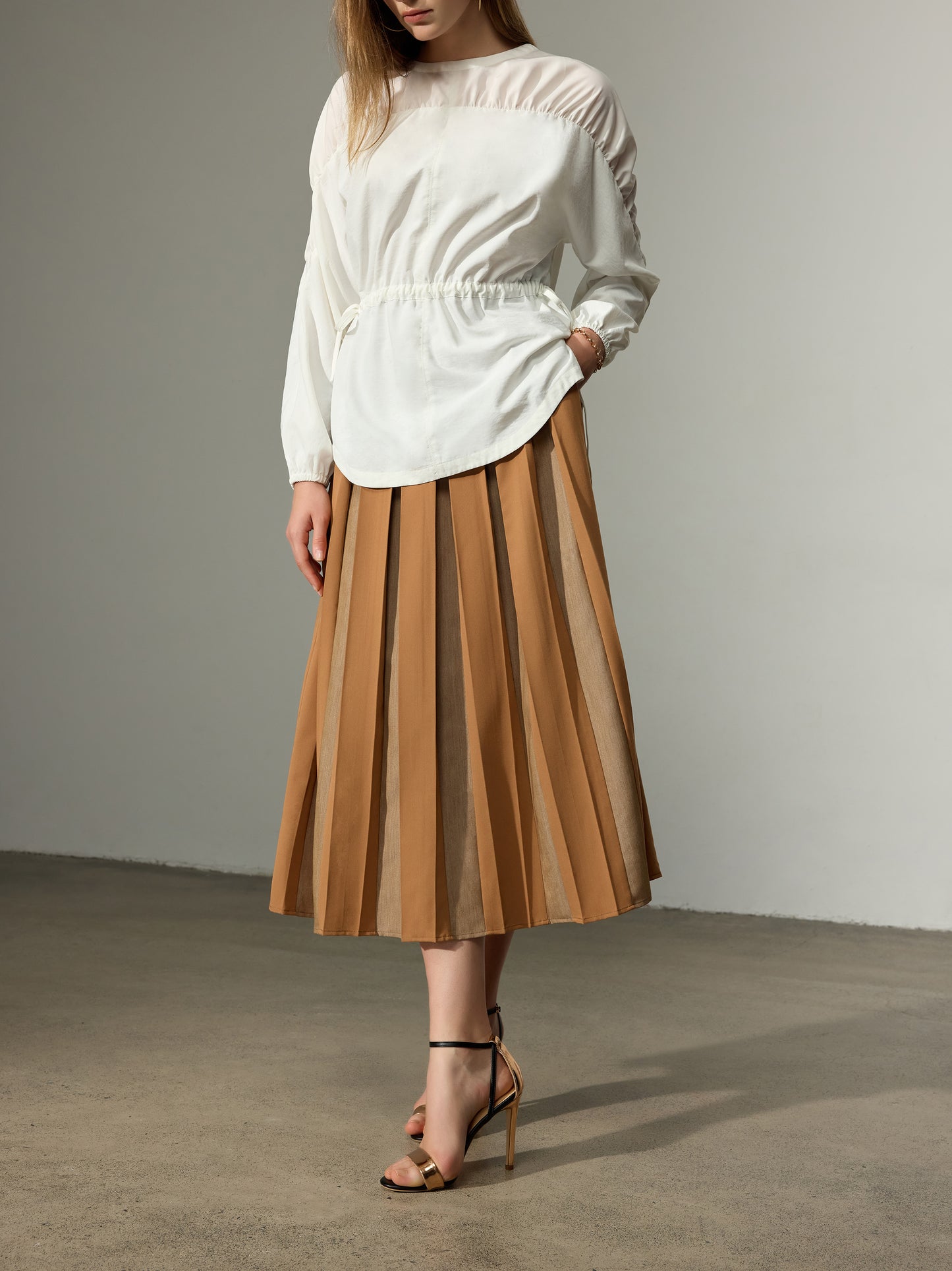 Color Blocked Pleat Skirt（Pre-Sale）