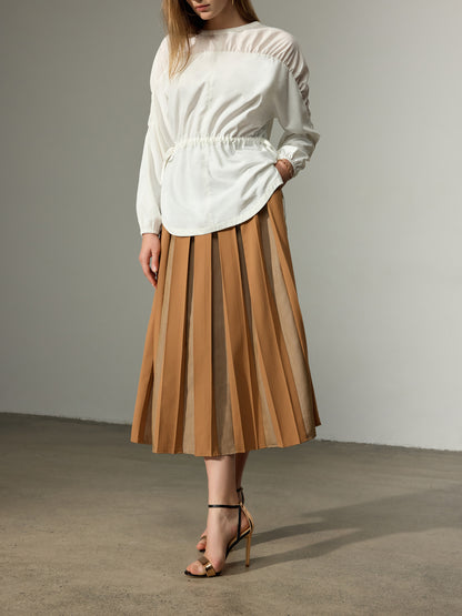 Color Blocked Pleat Skirt（Pre-Sale）