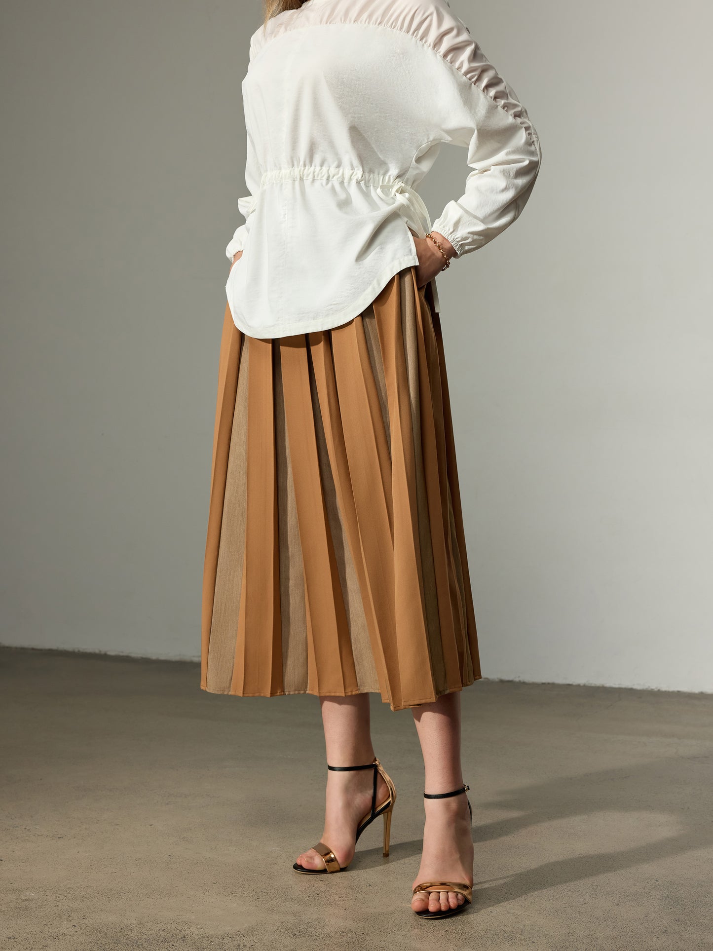 Color Blocked Pleat Skirt（Pre-Sale）