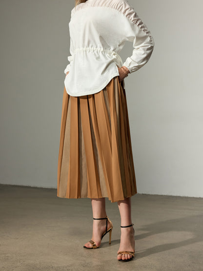 Color Blocked Pleat Skirt（Pre-Sale）