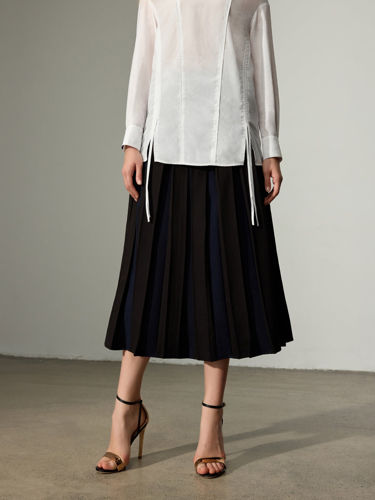 Color Blocked Pleat Skirt（Pre-Sale）