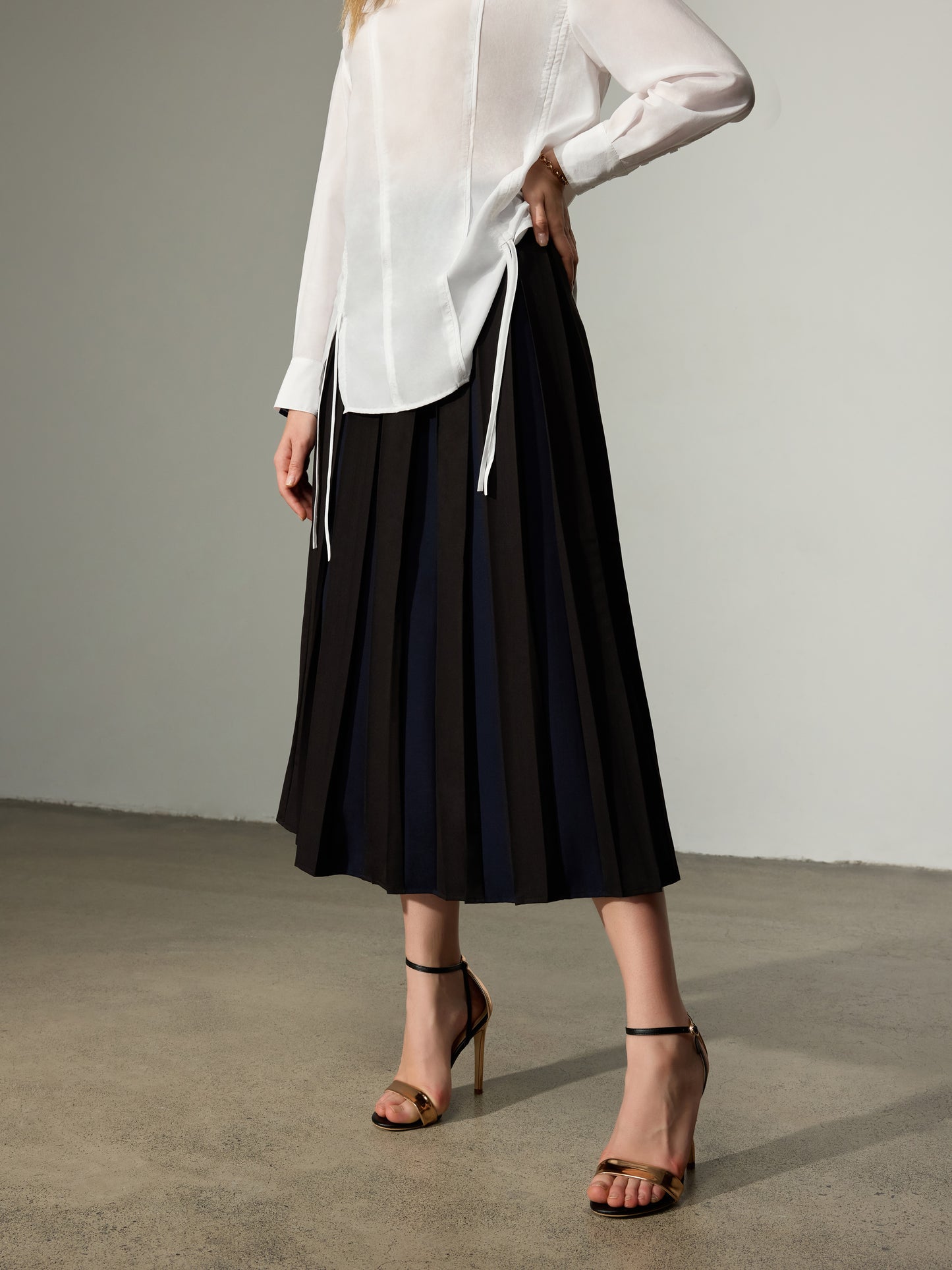 Color Blocked Pleat Skirt（Pre-Sale）