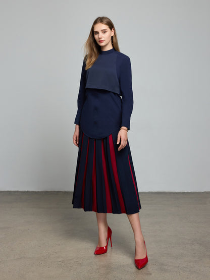 Color Blocked Pleat Skirt（Pre-Sale）