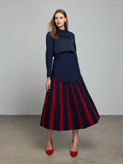 Color Blocked Pleat Skirt（Pre-Sale）