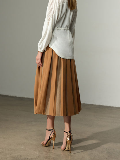 Color Blocked Pleat Skirt（Pre-Sale）